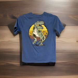 T-Rex Dinosaur T-Shirt Size 10 Boys Blue Graphic Tee Jurassic Youth Garanimals